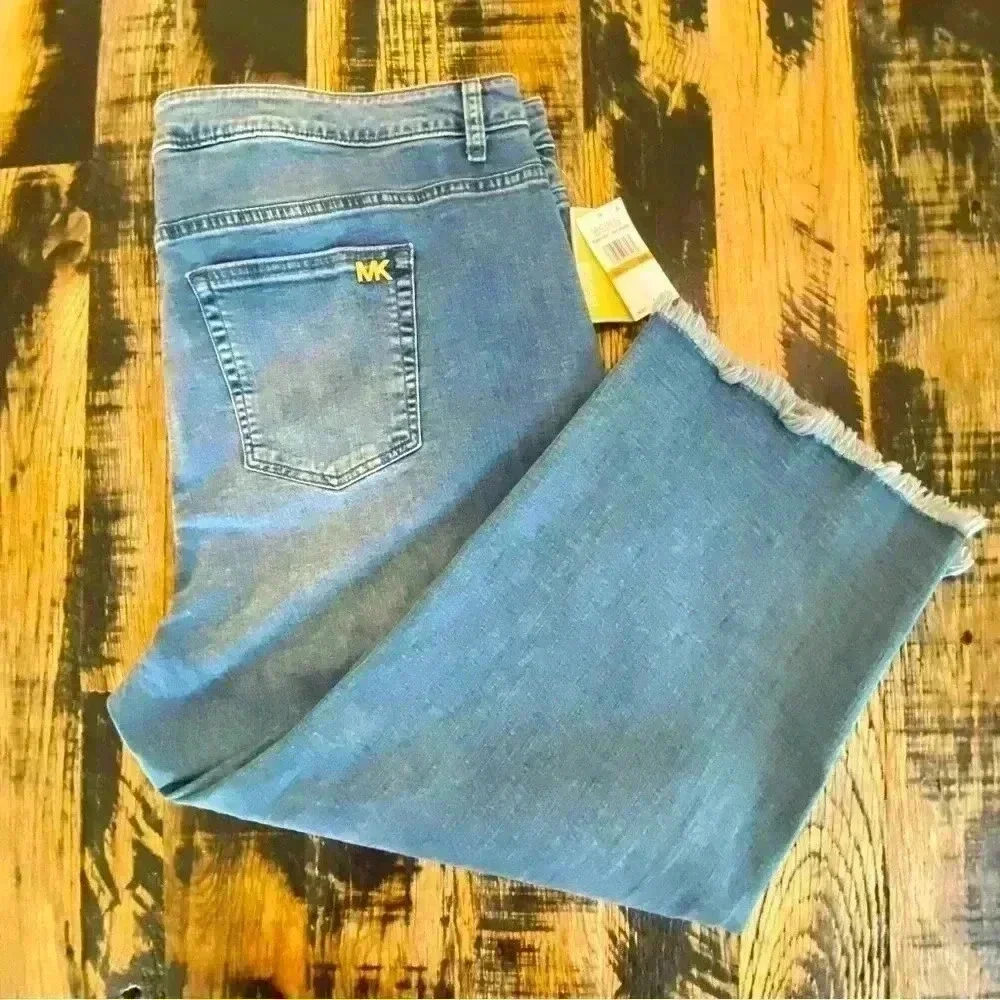 Michael Kors NWT Selma Button-Fly Cropped Flare Plus Size Jeans Women’s …